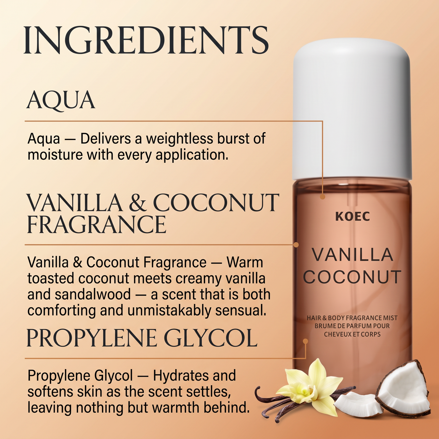 KOEC Vanilla Coconut Body Mist