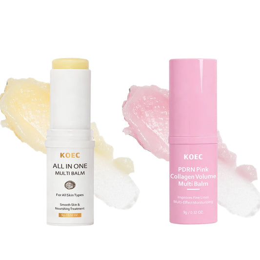 KOEC White Truffle Multi Balm Stick & PDRN Pink Collagen Volume Serum Stick, Moisturizing Glowy Fade Fine Lines Firming Skincare