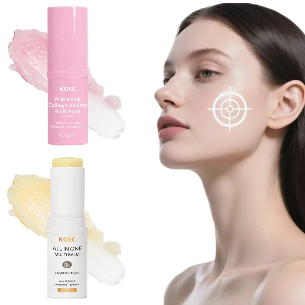 KOEC White Truffle Multi Balm Stick & PDRN Pink Collagen Volume Serum Stick, Moisturizing Glowy Fade Fine Lines Firming Skincare