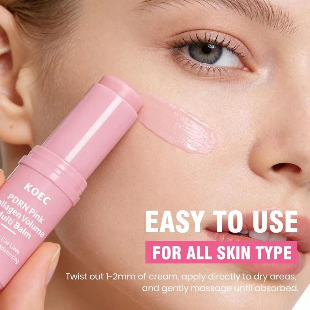 KOEC White Truffle Multi Balm Stick & PDRN Pink Collagen Volume Serum Stick, Moisturizing Glowy Fade Fine Lines Firming Skincare